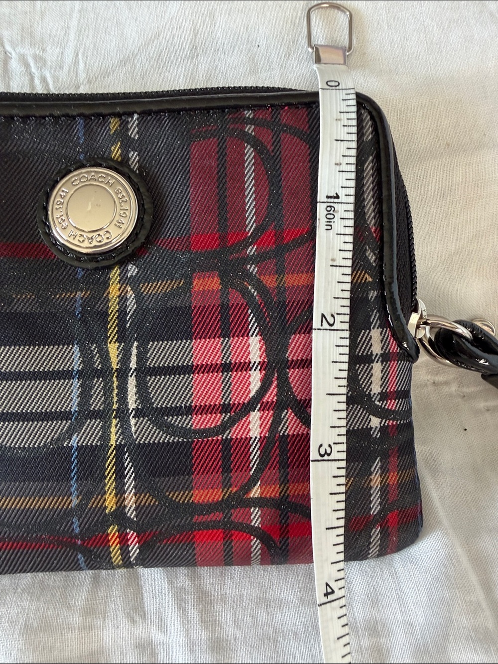 Coach Poppy Tartan Wristlet Zip - Picture 7 of 7